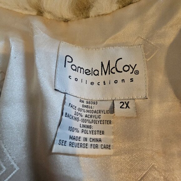 Vintage Pamela McCoy 2X Full Length Replica Snow Lynx Faux Fur Coat Wildcat - Picture 10 of 10